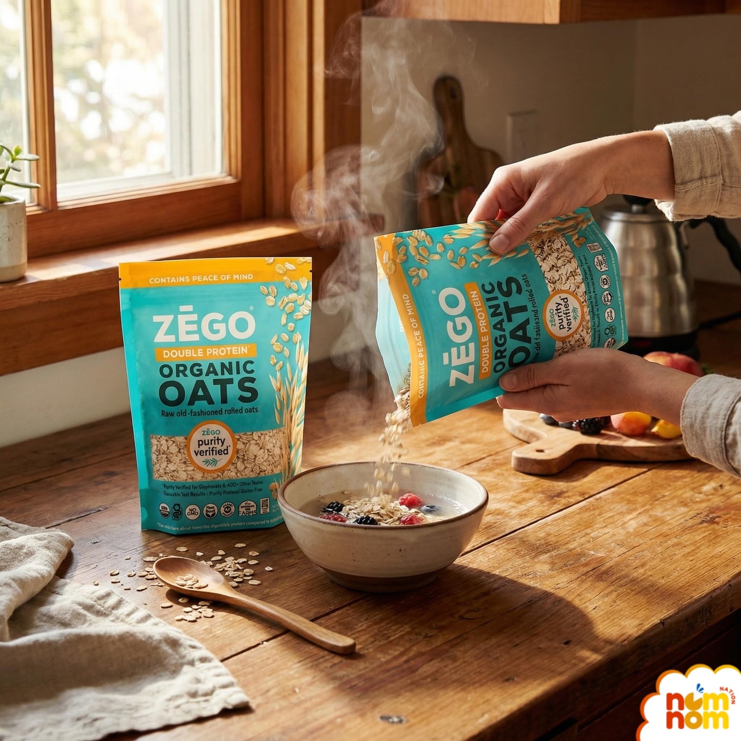 Zego Instant Hot Cereal - (Pack of 2, 14 oz) - Organic Breakfast Grain with Rolled Oats - Protein Blend for Morning and Overnight Use