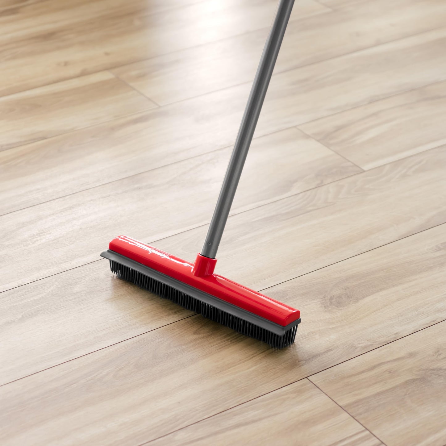 Stanley Home Products Rubber Broom with Adjustable Handle - for Carpets Floors Stairs Upholstery - Electrostatic Action Removes Pet Hair Lint Fuzz