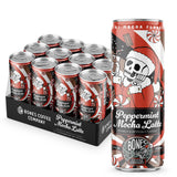 Bones Coffee Company Peppermint Mocha Latte Flavored Coffee, Medium Roast Ready To Drink Iced Coffee in Can, 11 Fl Oz Can (12 Pack)