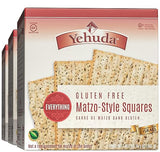 Yehuda Gluten Free Everything Matzo Squares (3 Pack) Thin, Crisp & Airy Matzo Style Gluten Free Crackers with Everything Seasoning | Certified Kosher