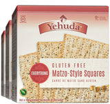 Yehuda Gluten Free Everything Matzo Squares (3 Pack) Thin, Crisp & Airy Matzo Style Gluten Free Crackers with Everything Seasoning | Certified Kosher