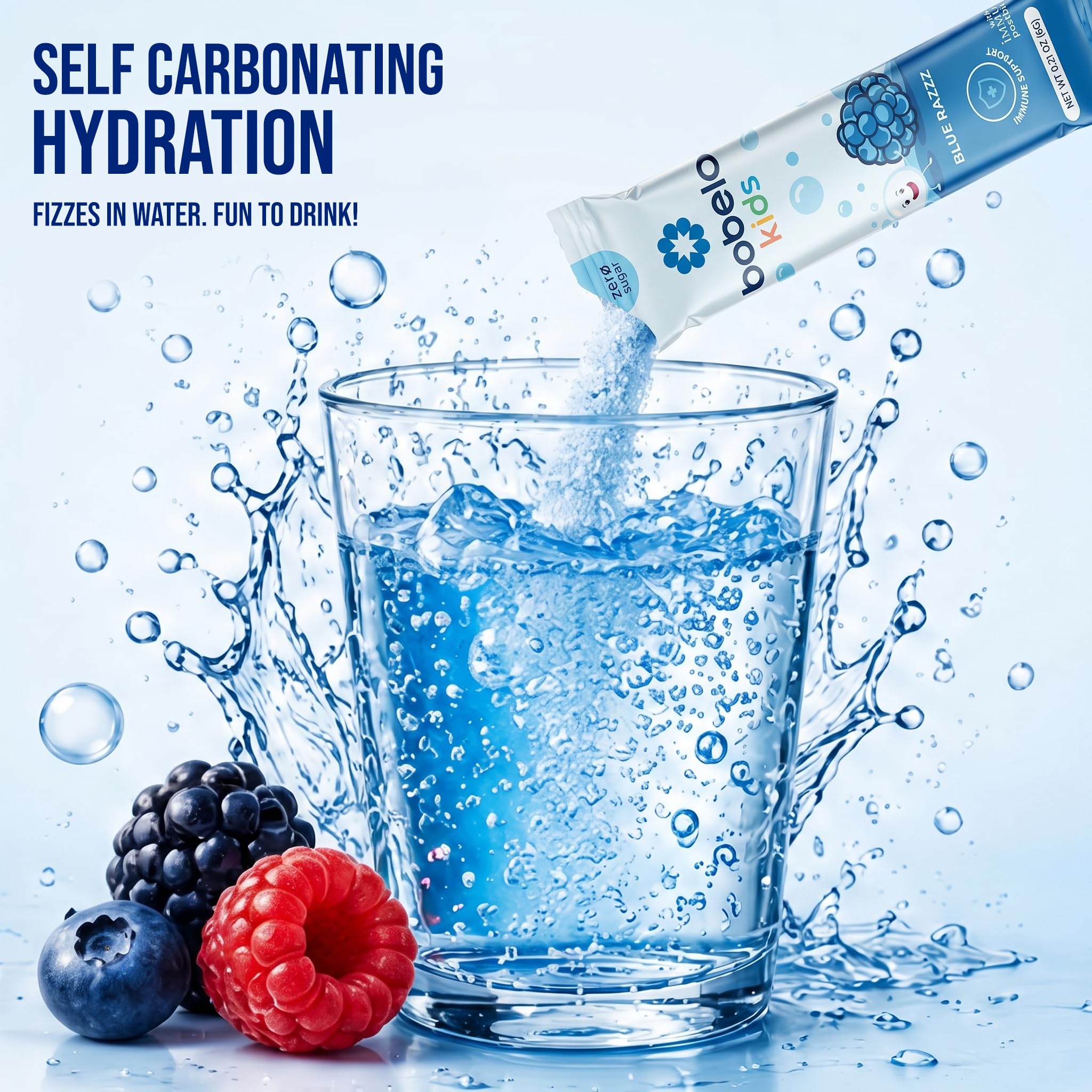 Bobelo Self Carbonating Hydration Packets | Low Calorie Drink Mix, Electrolytes Powder Packets | Keto Friendly, Sugar Free Water Enhancer | Soda