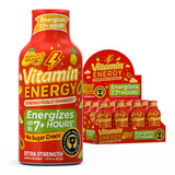 Vitamin Energy Tropical Infusion Extra Strength Energy Shot, 12 Pack - Up to 7 Hrs, 260mg Natural Caffeine, Zero Sugar - BCAAs + CoQ10, Focus Support
