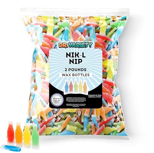 Nik-L-Nips Wax Bottles Candy Drinks, 2LB Bulk Candy - Nostalgic 90s Soda Bottle Nip Candies - By Dr. Variety