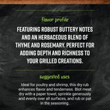 Frontier Co-op Buttery Herb Dry Rub Seasoning, 5.36 oz - Dry Rub for Wings, Poultry, or Shrimp