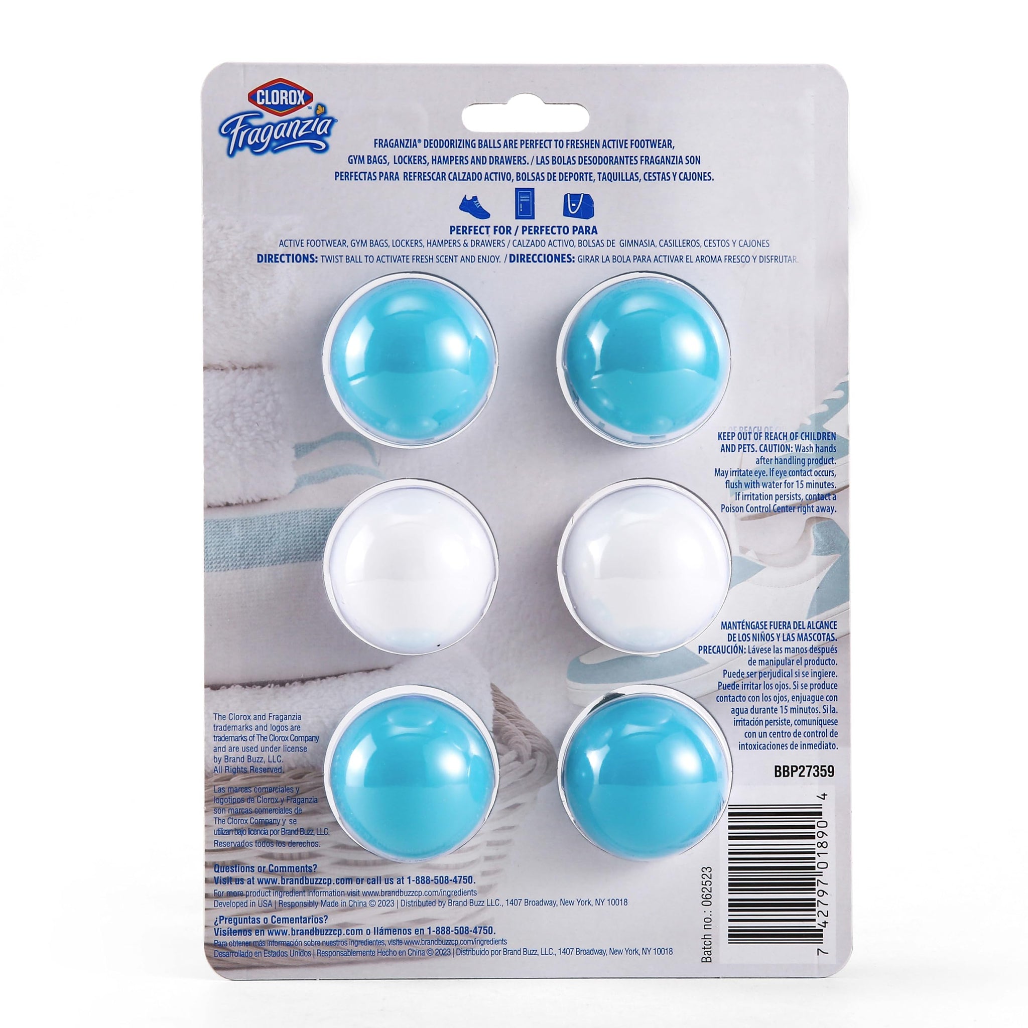 Clorox Fraganzia Deodorizing Balls for Shoes and Small Spaces, Twist-to-Activate No-Plug Odor Refresher Pods for Gym Bags, Lockers, Drawers