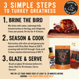 Kosmos Q Complete Turkey Brine Kit for Him, Turkey Brine, Dirty Bird BBQ Rub & Cherry Apple Habanero Glaze, All-in-One Turkey Seasoning Kit
