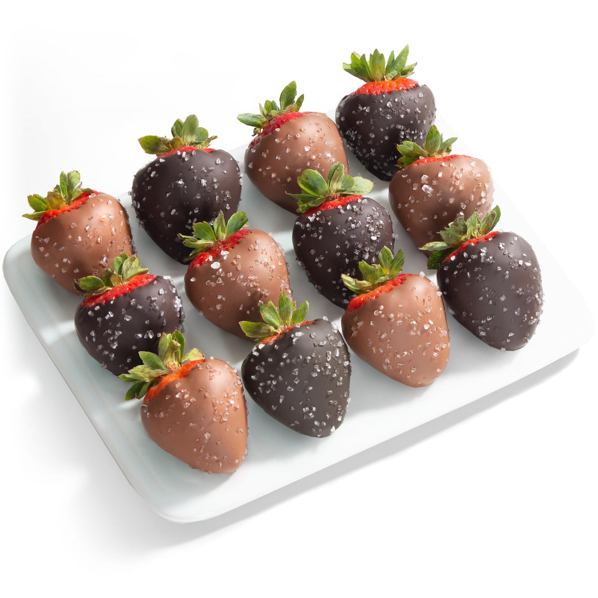 12 Milk & Dark Chocolate Sea Salt Covered Strawberries by Love Berries