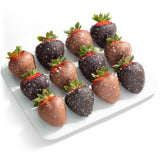12 Milk & Dark Chocolate Sea Salt Covered Strawberries by Love Berries