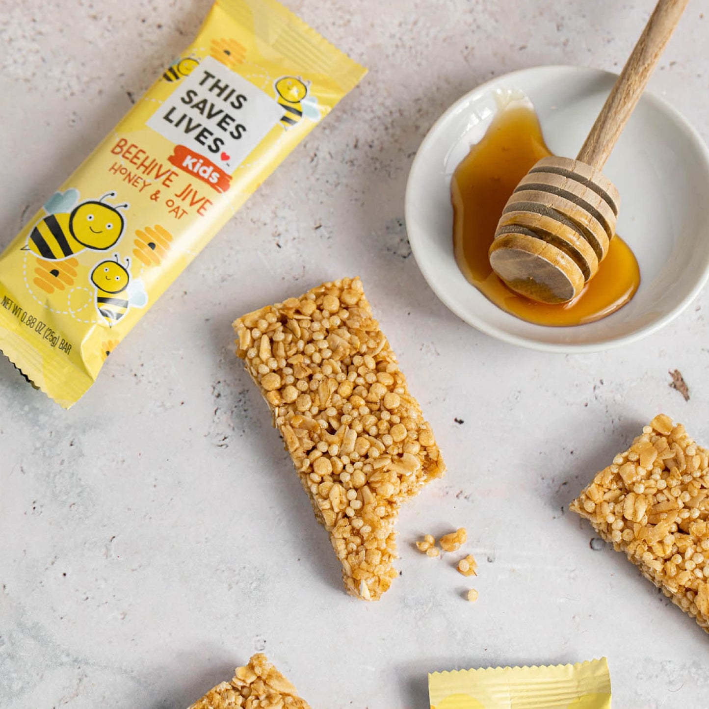 This Saves Lives Kids' Nut-Free Snack Bars, Helping to End Child Hunger, Individually Wrapped Kids Healthy Snack Bars - Gluten-Free, Non-GMO - Beehive