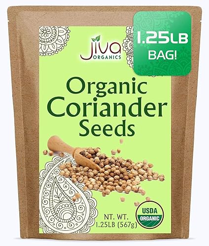 Jiva Organics Organic Coriander Seeds Whole 1.25 Pound Bulk Bag - Non-GMO