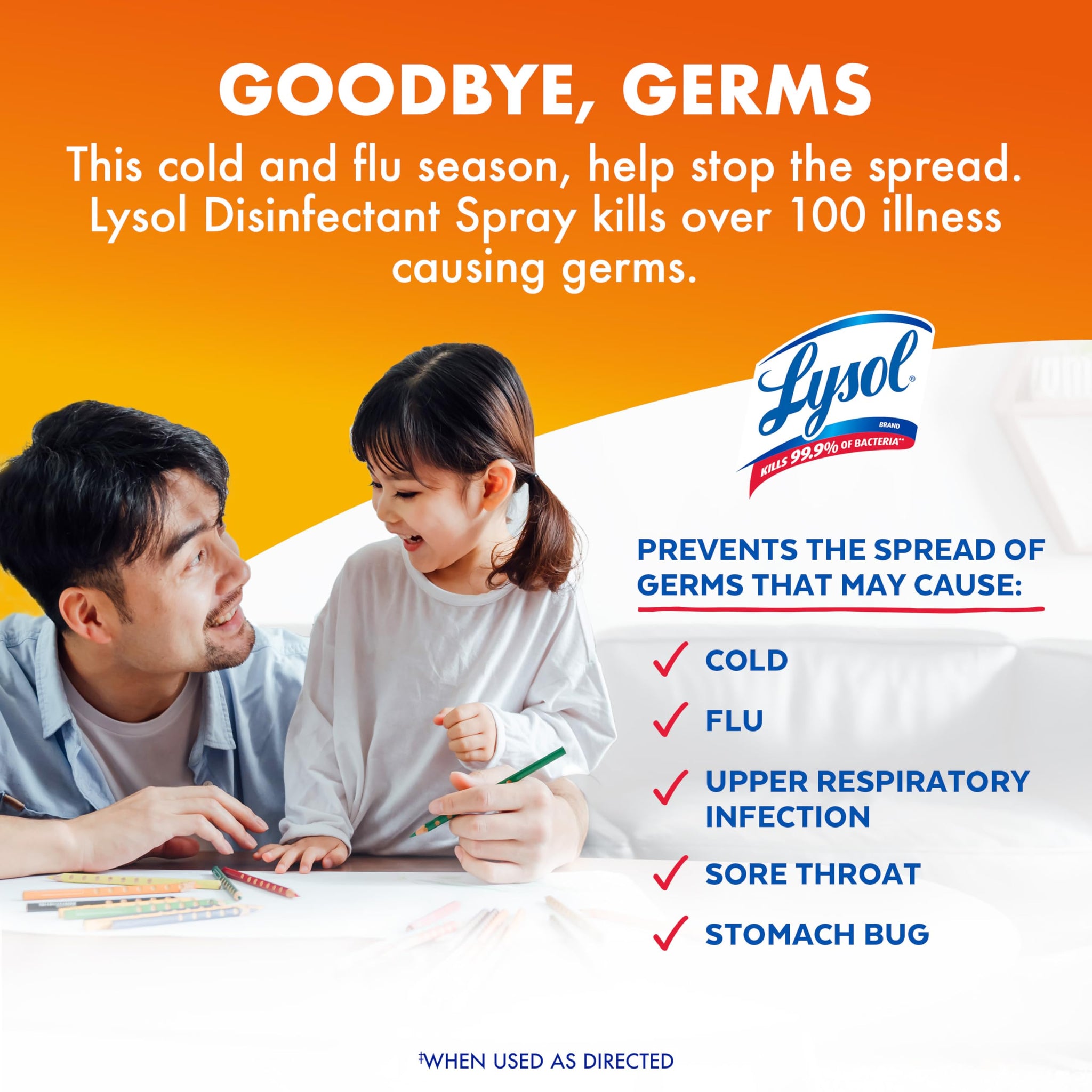 Lysol Disinfectant Spray, Household Cleaning Supplies, Disinfecting Multi-Purpose Room Spray, Antibacterial Sanitizer, Deodorizer, Kills Hantavirus