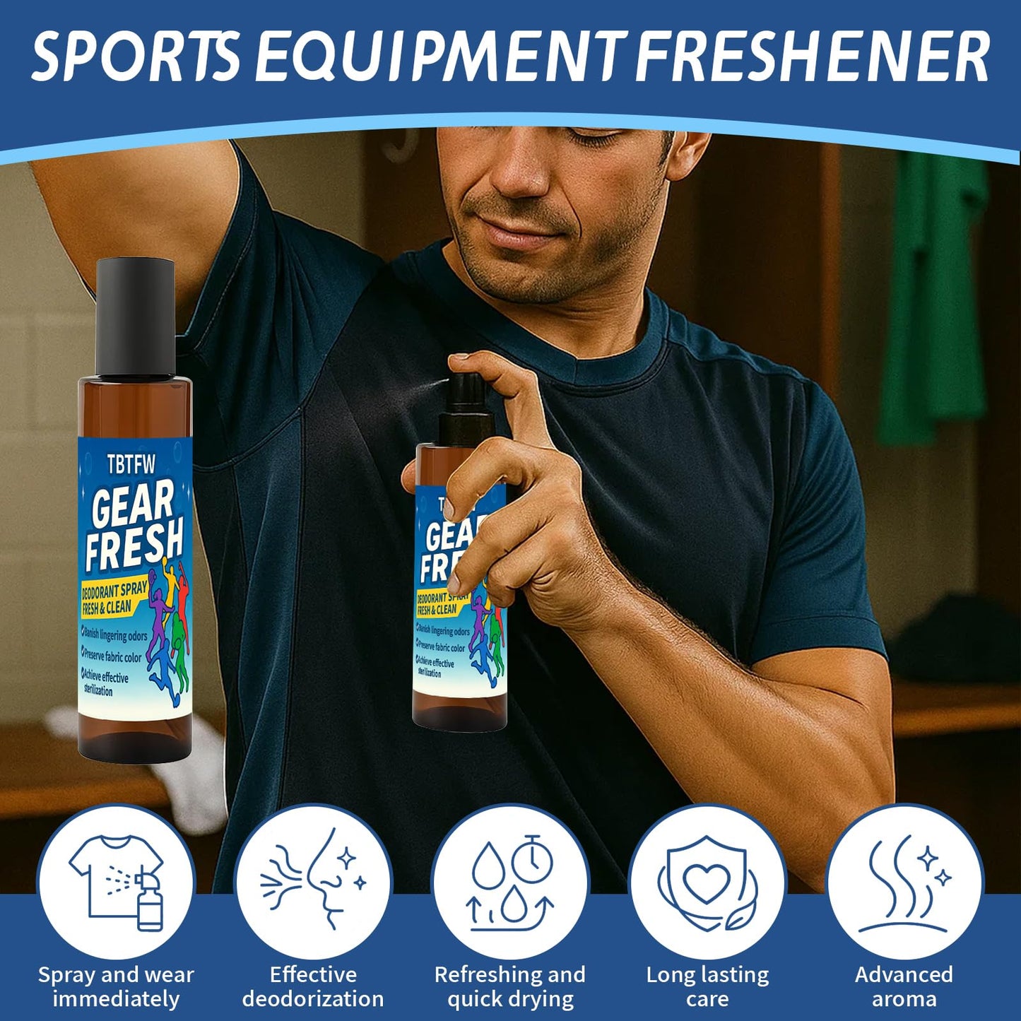 Sports Equipment Odor Eliminator Spray-Eliminate the Odor of Shoes and Sportswear, Quick Drying, Long-Lasting Cleaning Formula, Suitable For All