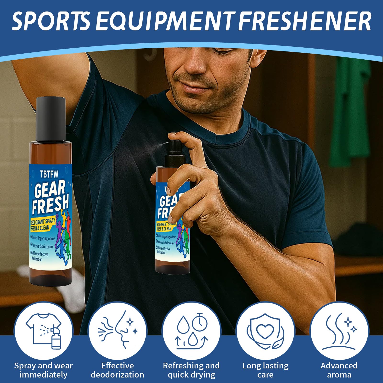 Sports Equipment Odor Eliminator Spray-Eliminate the Odor of Shoes and Sportswear, Quick Drying, Long-Lasting Cleaning Formula, Suitable For All