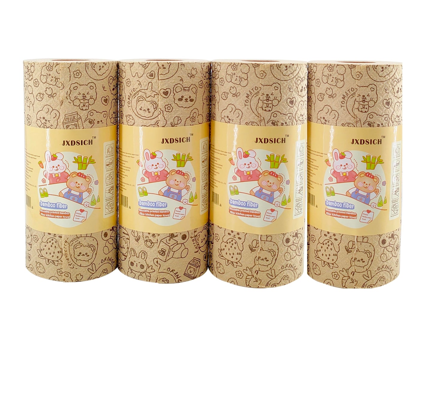 JXDSICH Durable Bamboo Kitchen Paper Towels,Unbleached Bamboo Fiber with Rayon,Dry and wet use, Thickened 4 paper Towel Rolls each carton,Hand