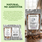Nelson's Tea - Wild Cherry Bark Cut & Sifted, Cherry Flavor Burdock Root Tea, Plant Based, Vegan, Vegetarian, Caffeine Free, Herbal Tea for Infusions