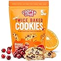 Cooper Street Twice Baked Orange Cranberry Biscotti Cookies - Light and Crispy Coffee Cookie Bites - Traditional Low Calorie Italian Snacks for Adults