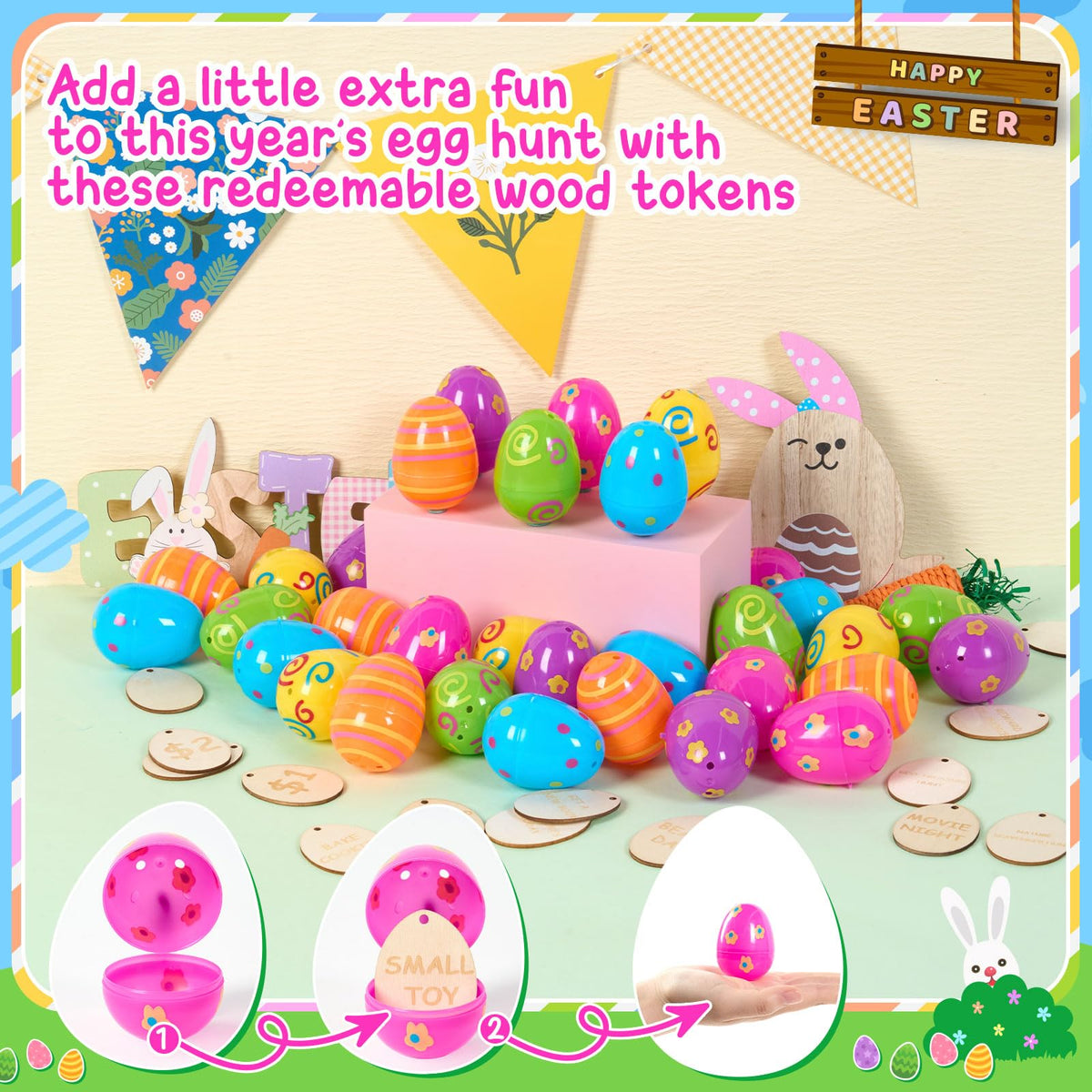 Munidow Easter Baskets Stuffers Egg Basket Easter Egg Fillers Easter Reward Tokens Reusable Goody Baskets for Kids Gifts Bags
