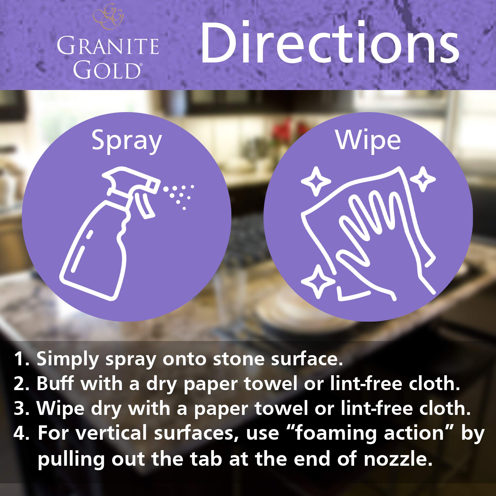 Granite Gold Clean and Shine Spray-Streak-Free Deep Cleaning & Polishing of Granite, Marble, Quartz, 24 Fl Oz (Pack of 1)
