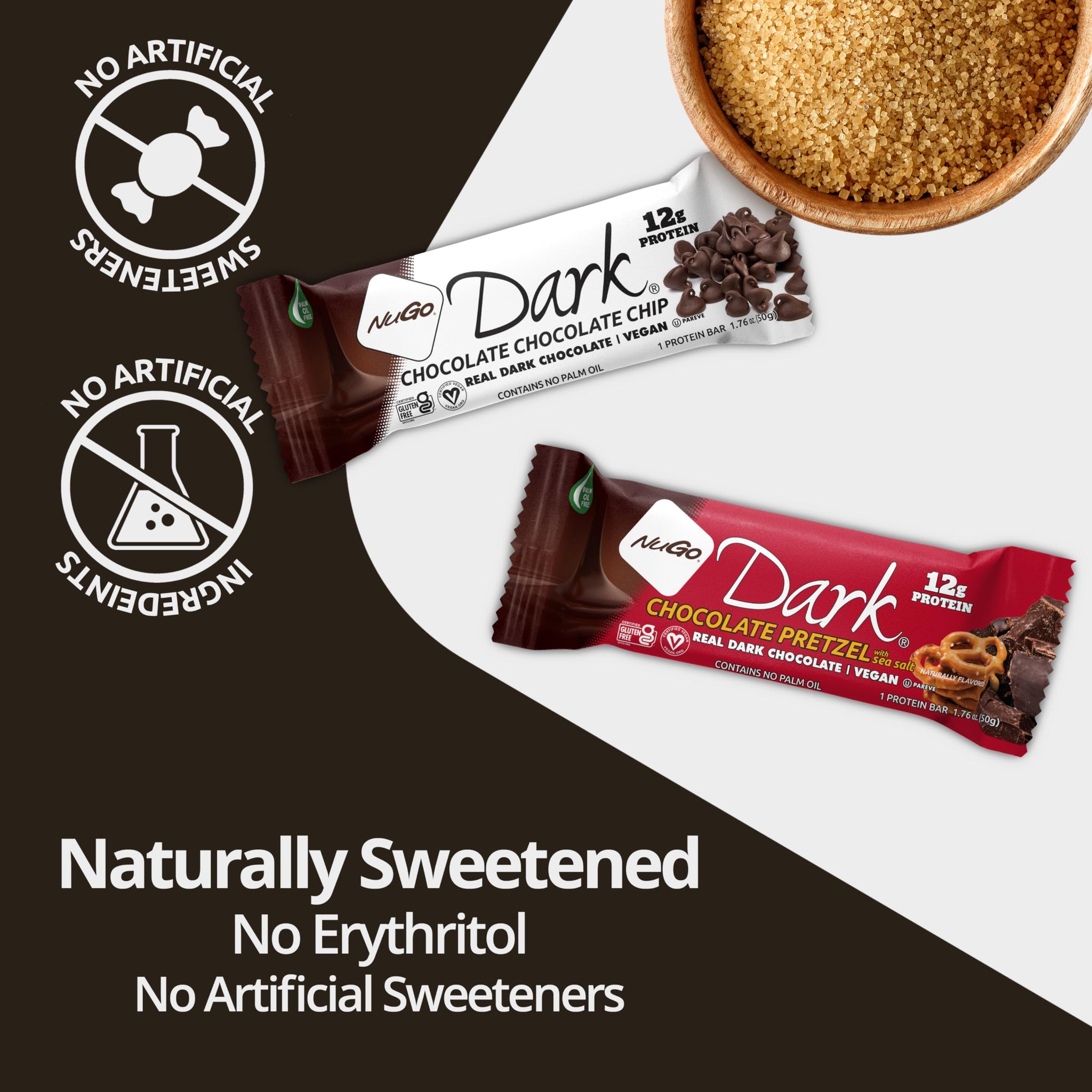 NuGo Dark Chocolate Mint Chocolate Chip, 13g Protein Bar, Vegan, Gluten Free, Non-GMO, Kosher Pareve, 12 Count