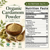 SPICY ORGANIC Ground Cardamom, 16 oz. - Fresh Cardamom Powder - Also Known as Elaichi, Cardamon - USDA Certified Organic, Gluten-Free, Non-GMO