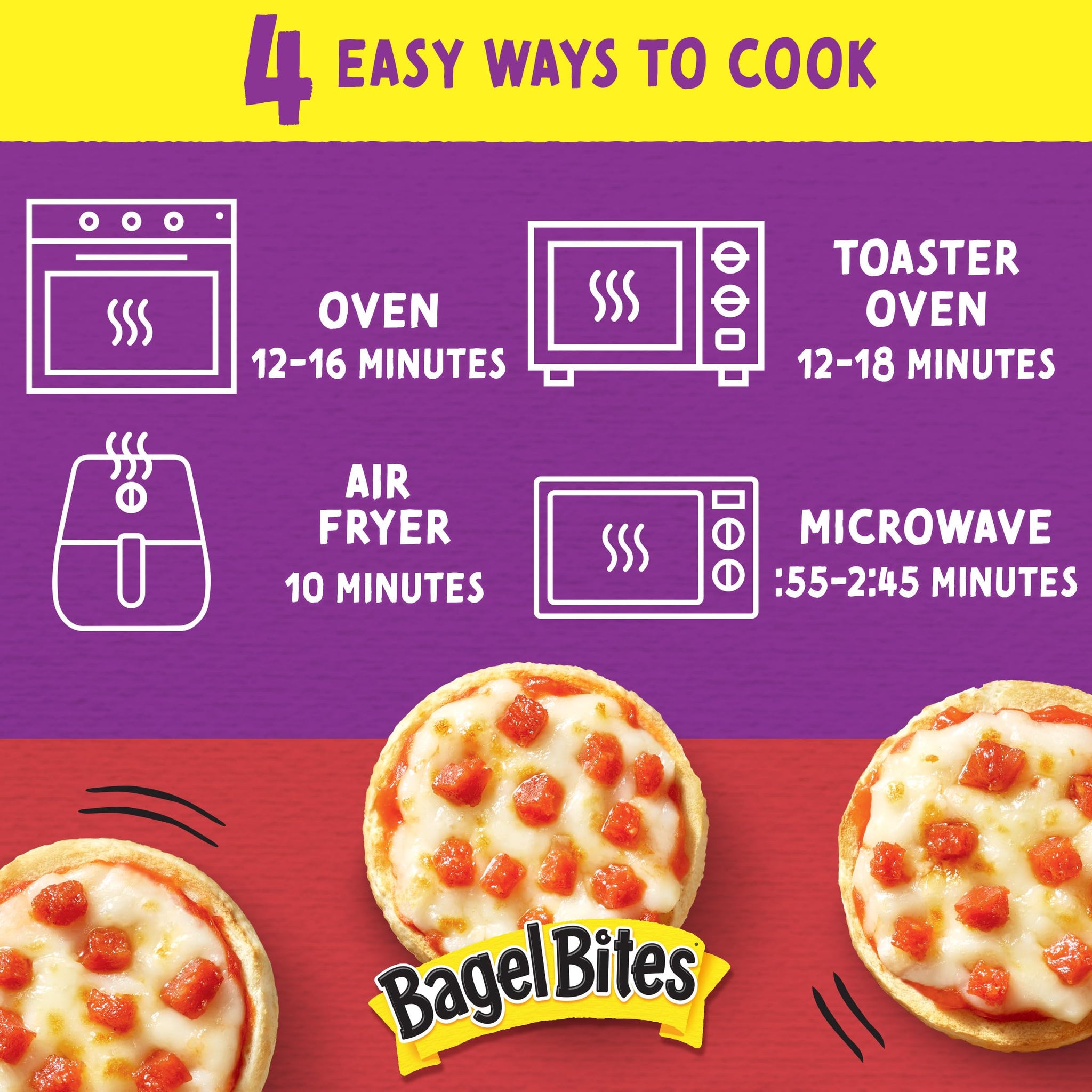 Bagel Bites Mini Pizza Bagel Frozen Snacks, 1 Box, for After-School and Late Night Snacking, Cheese and Pepperoni, No High-Fructose Corn Syrup and No