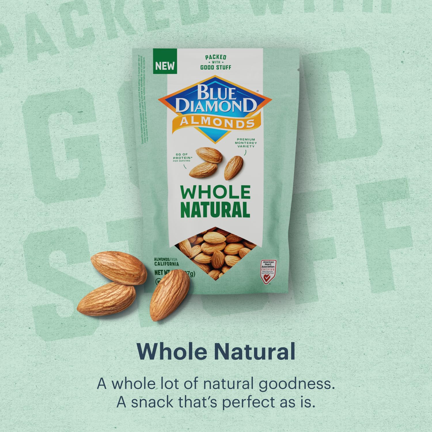 Blue Diamond Almonds, Premium Whole Natural Snack Nuts Non GMO Perfect for Healthy Snacking with 8 Grams of Protein, 8 Ounce (Pack of 1)