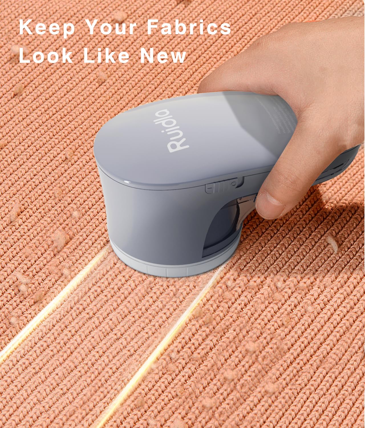 Ruidla Fabric Shaver Lint Remover, Sweater Shaver with Replaceable Stainless Steel 6-Leaf Blades, Fabric Defuzzer for Clothes Fuzz, Lint Balls