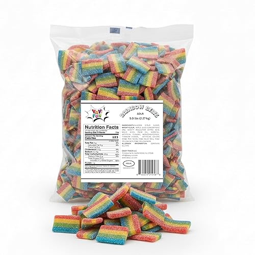 Halal Sour Mini Rainbow Belt Candy Bulk | 5-Pound of Fruity Sour Mini Strips, Colorful Belt Gummy Candy for Parties, Candy Buffets, Goodie Bags