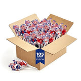 Patriotic Candy - 6 Pound Bulk Pack - 105 Count - 4th of July Lollipops - Red White and Blue Candy - Cherry, Vanilla, Blue Raspberry - Gum Filled Pops