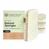 Purely Plant Loofah Dish Sponge 4 Pack- Loofah & Cellulose Premium Kitchen Scrubber, Non Toxic, 100% Plastic Free,Compostable & Biodegradable,Durable