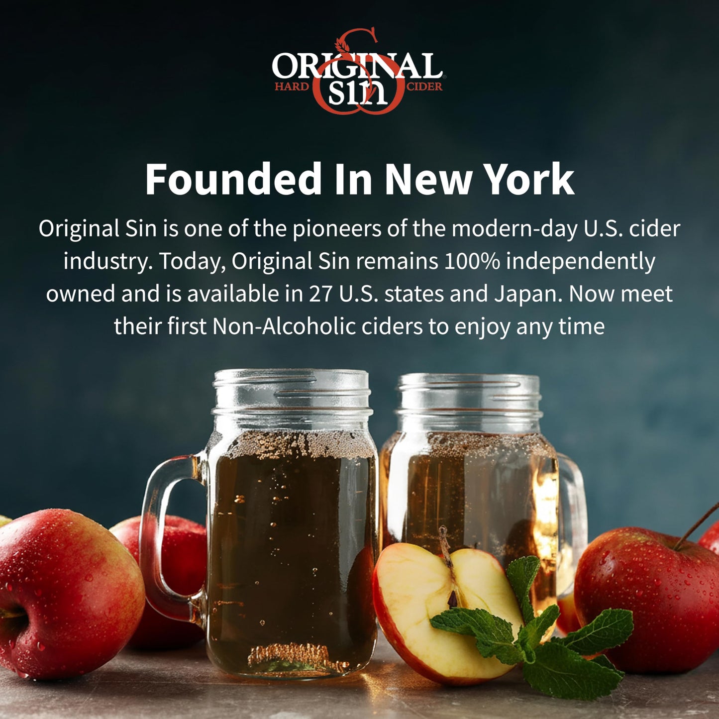 Original Sin Non Alcoholic Cider - Golden Widow Tea | Sparkling Apple Cider Vinegar Drink with 25% Fruit Juice | Sugar Free Non Alcoholic Drinks