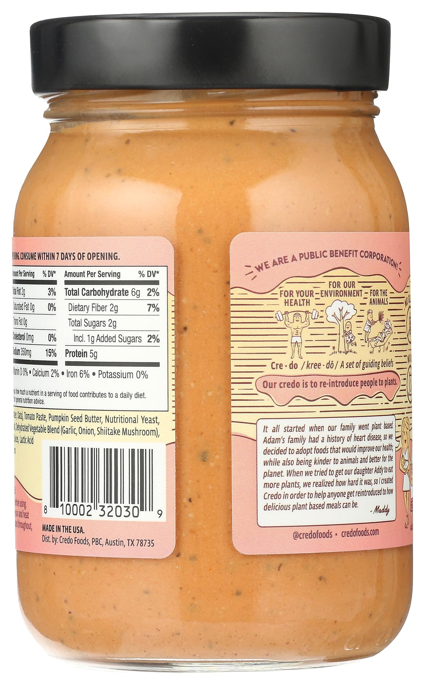 Credo Foods, Plant Based Alfredo Rosa Sauce, 15 Ounce