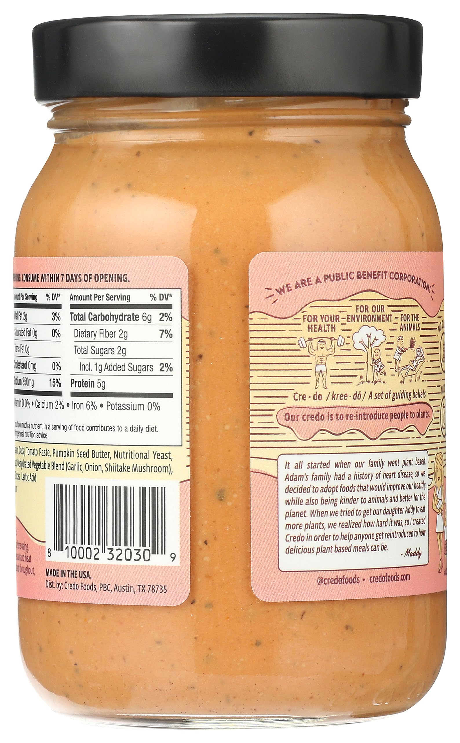 Credo Foods, Plant Based Alfredo Rosa Sauce, 15 Ounce