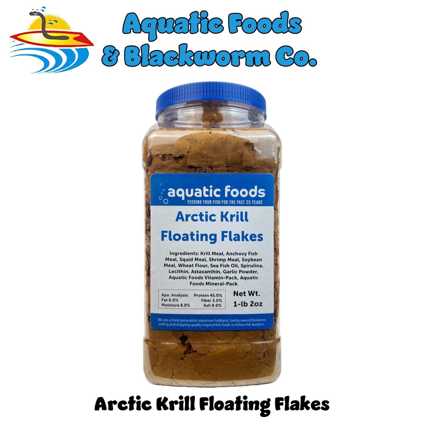 Aquatic Foods Inc. Arctic Krill Flakes with Natural Carotenoids & Astaxanthin to Enhance the Vibrant Colors of Fish, for All Tropical and Marine Fish