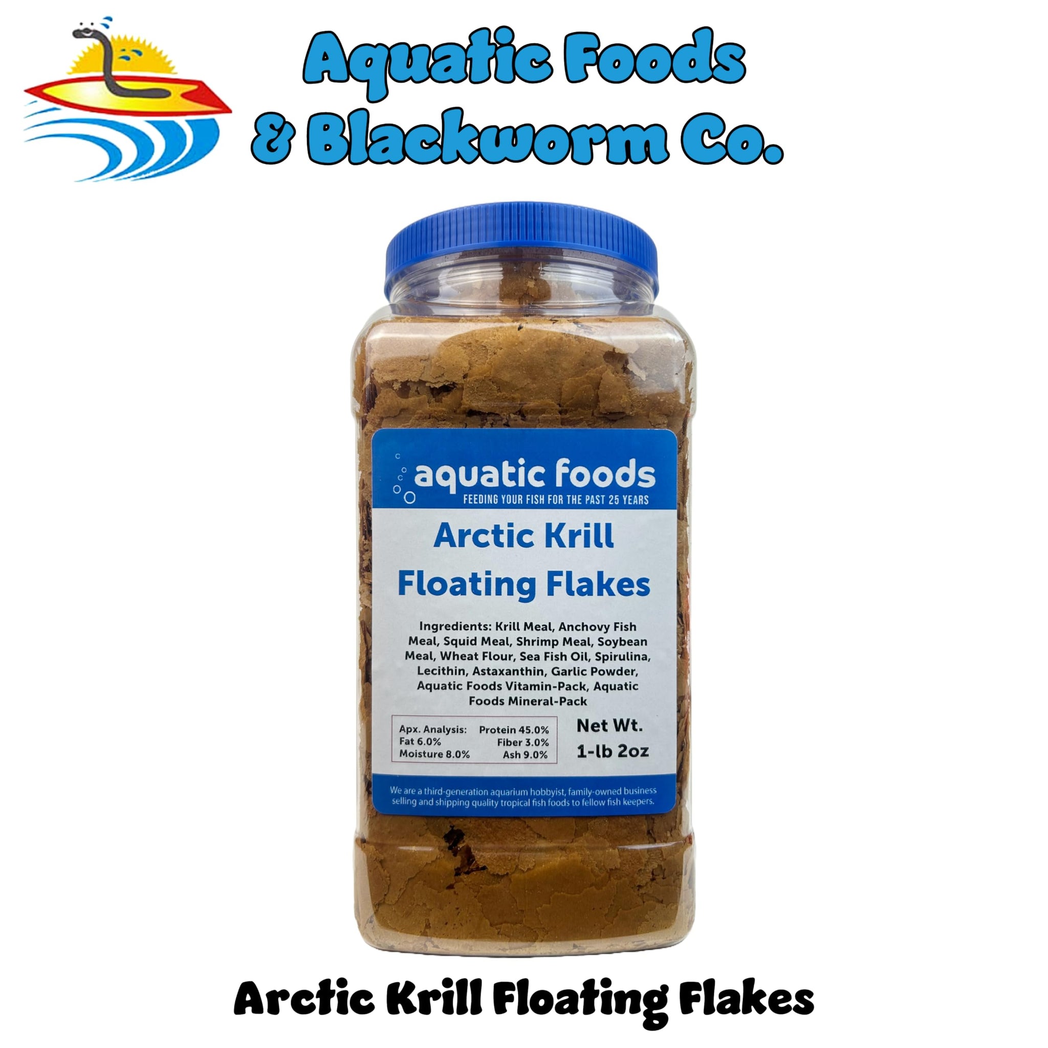 Aquatic Foods Inc. Arctic Krill Flakes with Natural Carotenoids & Astaxanthin to Enhance the Vibrant Colors of Fish, for All Tropical and Marine Fish
