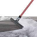 Heavy Duty Floor Squeegee for Concrete and Tile Floor - Silicone Squeegee Broom Floor Scrubber - Large Single Cast Rubber Blade Aluminum Long Handle