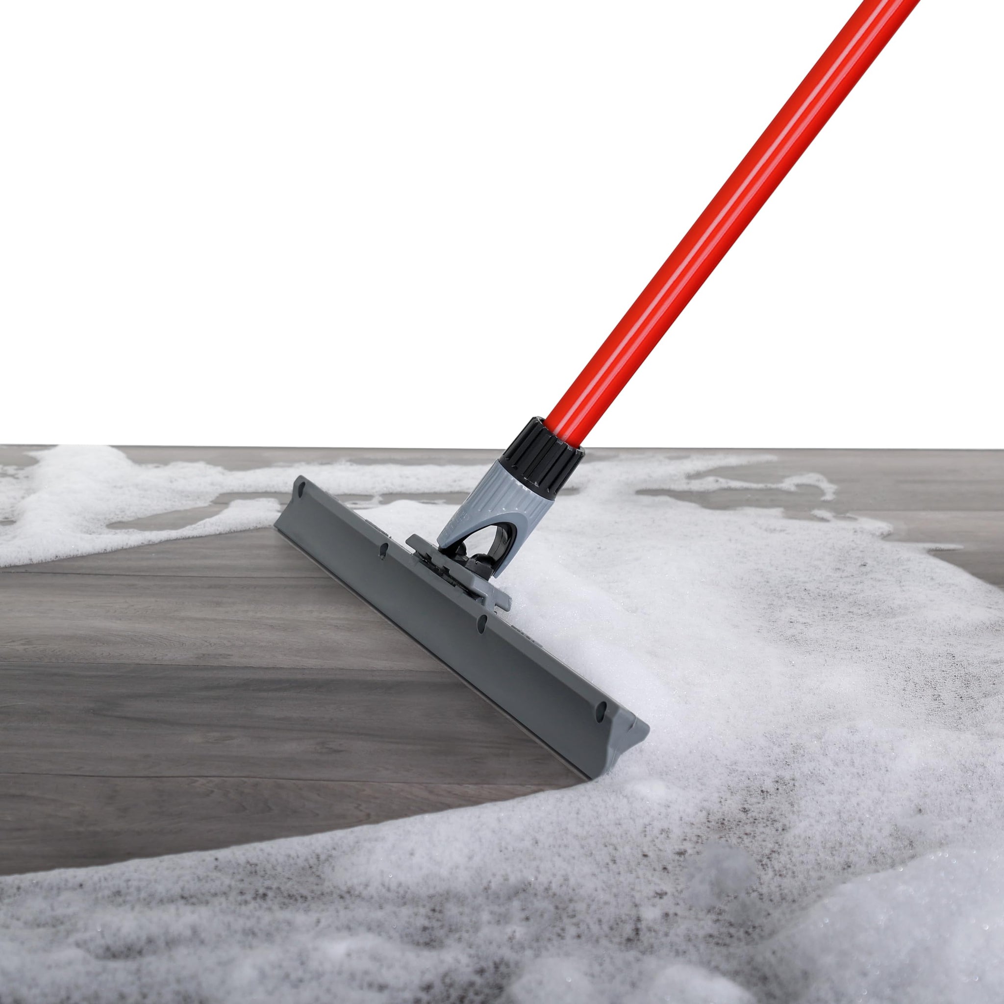 Heavy Duty Floor Squeegee for Concrete and Tile Floor - Silicone Squeegee Broom Floor Scrubber - Large Single Cast Rubber Blade Aluminum Long Handle