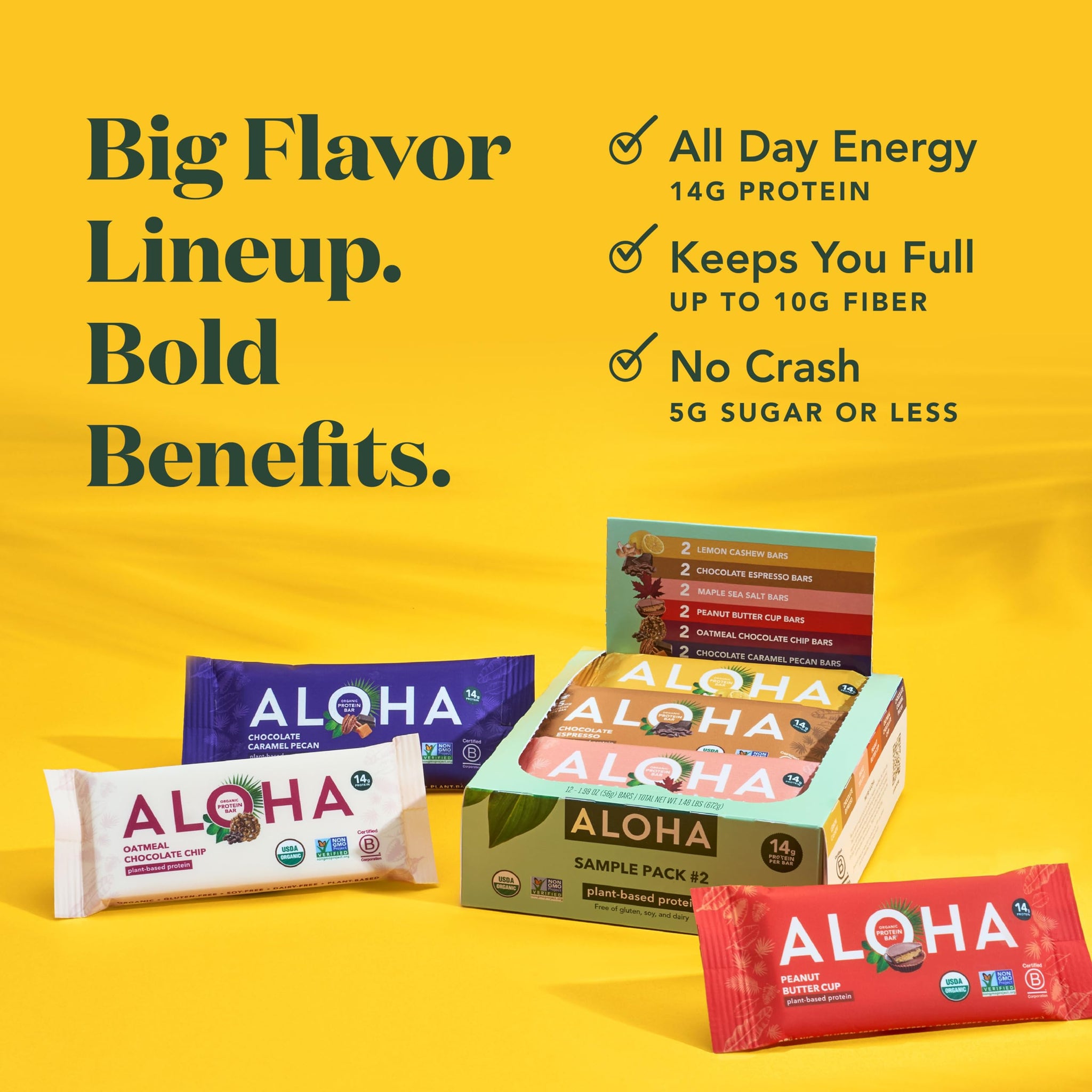 ALOHA Organic Plant Based Protein Bars - Sampler Pack 2nd Edition - 12 Bars, Vegan, Low Sugar, Gluten-Free, Paleo, Low Carb, Non-GMO, No Stevia, No