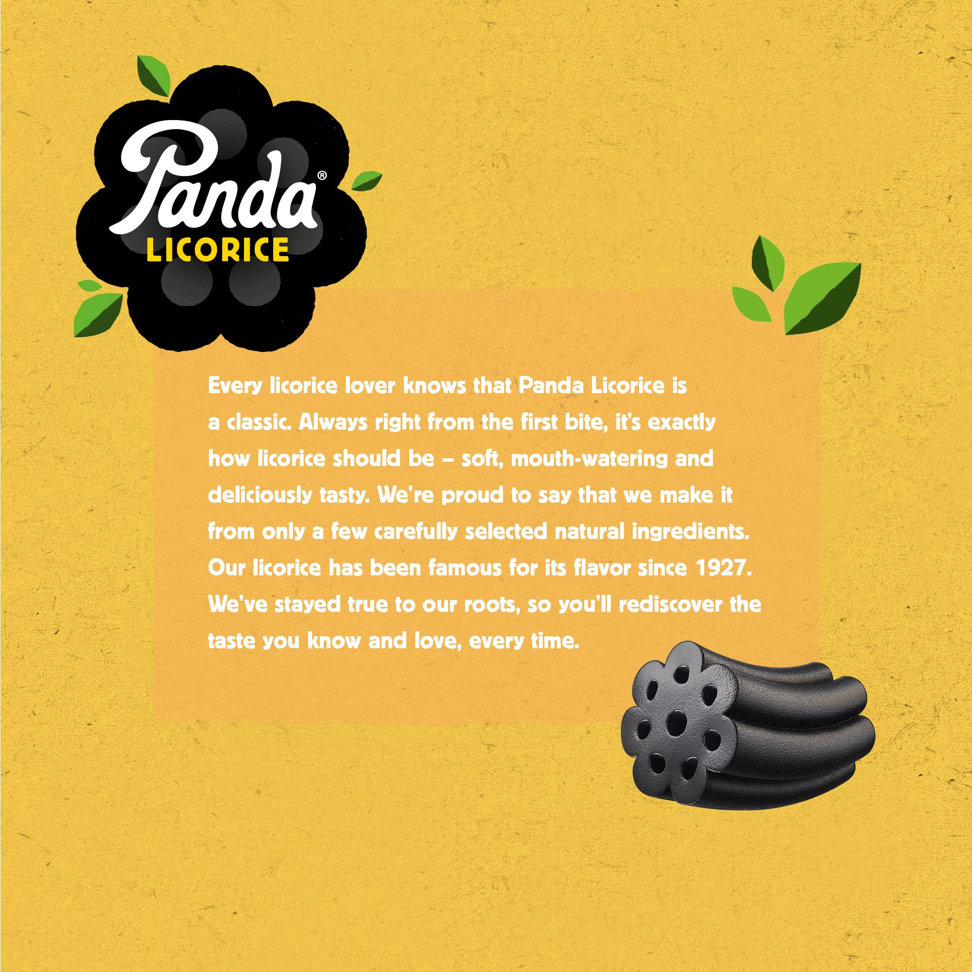 Panda ® | Natural Soft Original Licorice | Pure Panda Black Licorice Candy Made with Only Four Natural Ingredients | Non-GMO Project verified | Vegan