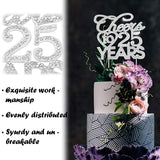 Bling Crystal Cheers To 25 Years Cake Topper - Best Keepsake 25th Birthday Or Anniversary Decor Party Decorations Silver