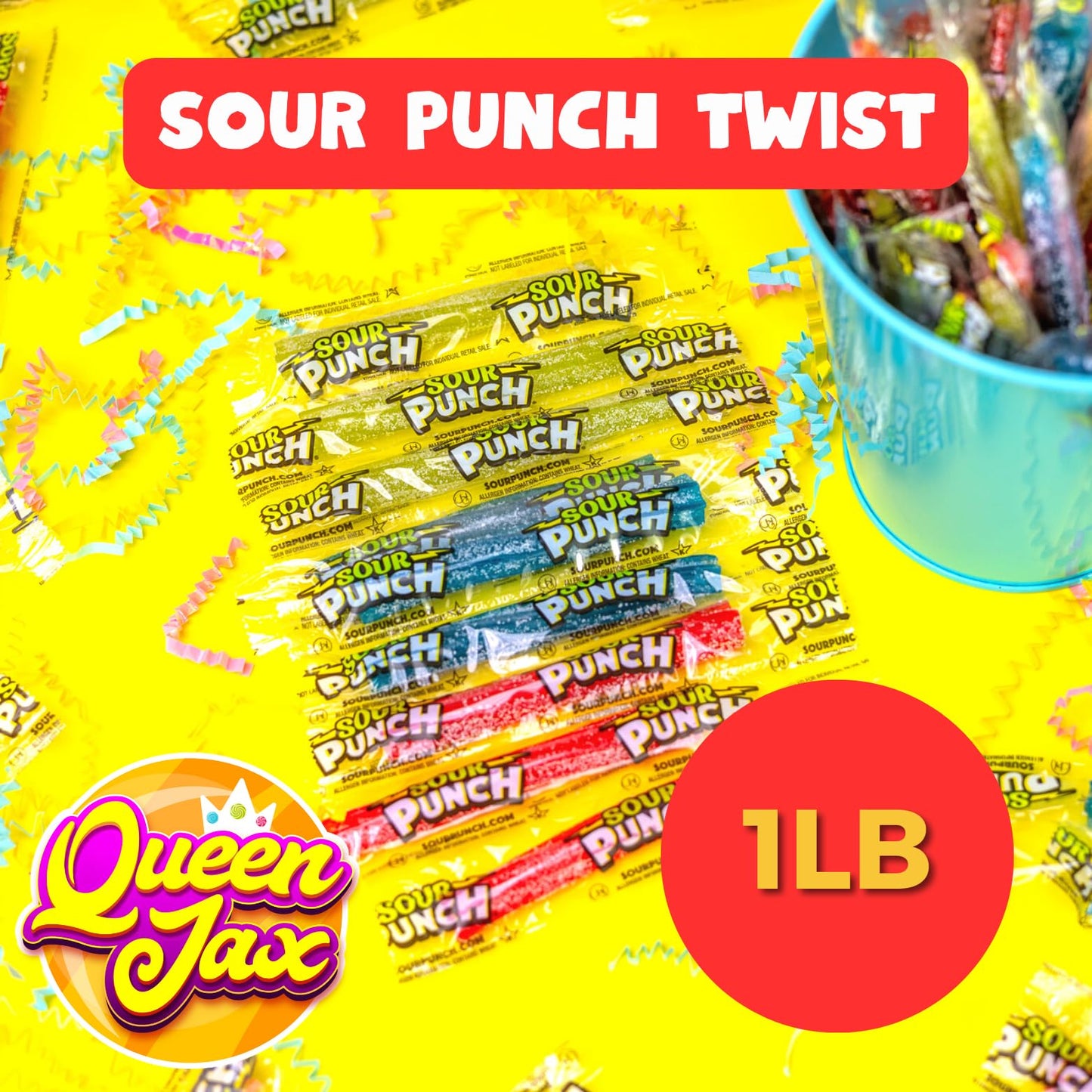 American Licorice Sour Punch Twists - Sour Candy Bulk - Sour Punch Twist - 1 LB Bag - Sour Punch Twists Bulk Candy - 4 Flavors - Blue Raspberry