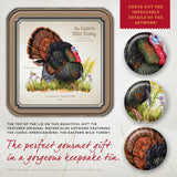 PRIESTER'S | Wild Turkey Gift Tin | Gorgeous Original Artwork + Gourmet Southern Pecan Treats | Unique & Delicious Gift | 7.75 x 7.75 x 2in