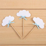 24 Pack White Cloud Cupcake Toppers Kids' Birthday Party Decors - by Giuffi