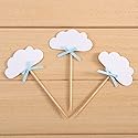 24 Pack White Cloud Cupcake Toppers Kids' Birthday Party Decors - by Giuffi