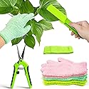 RRUAAZIW 10 Pcs Plants Cleaning Set Plant Leaf Cleaner Leaf Cleaning Tongs with Reusable Microfiber Gloves and Flower Pruning Shears for House