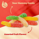 Sour Gummy Worms Candy | 2-Pound Bag | Assorted Fruit Flavored Chewy Candy | Bulk Sour Gummies for Snacking, Party Favors, Goodie Bags, and Dessert