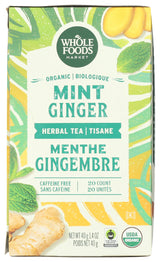 Whole Foods Market, Organic Mint Ginger Herbal Tea, 20 Count