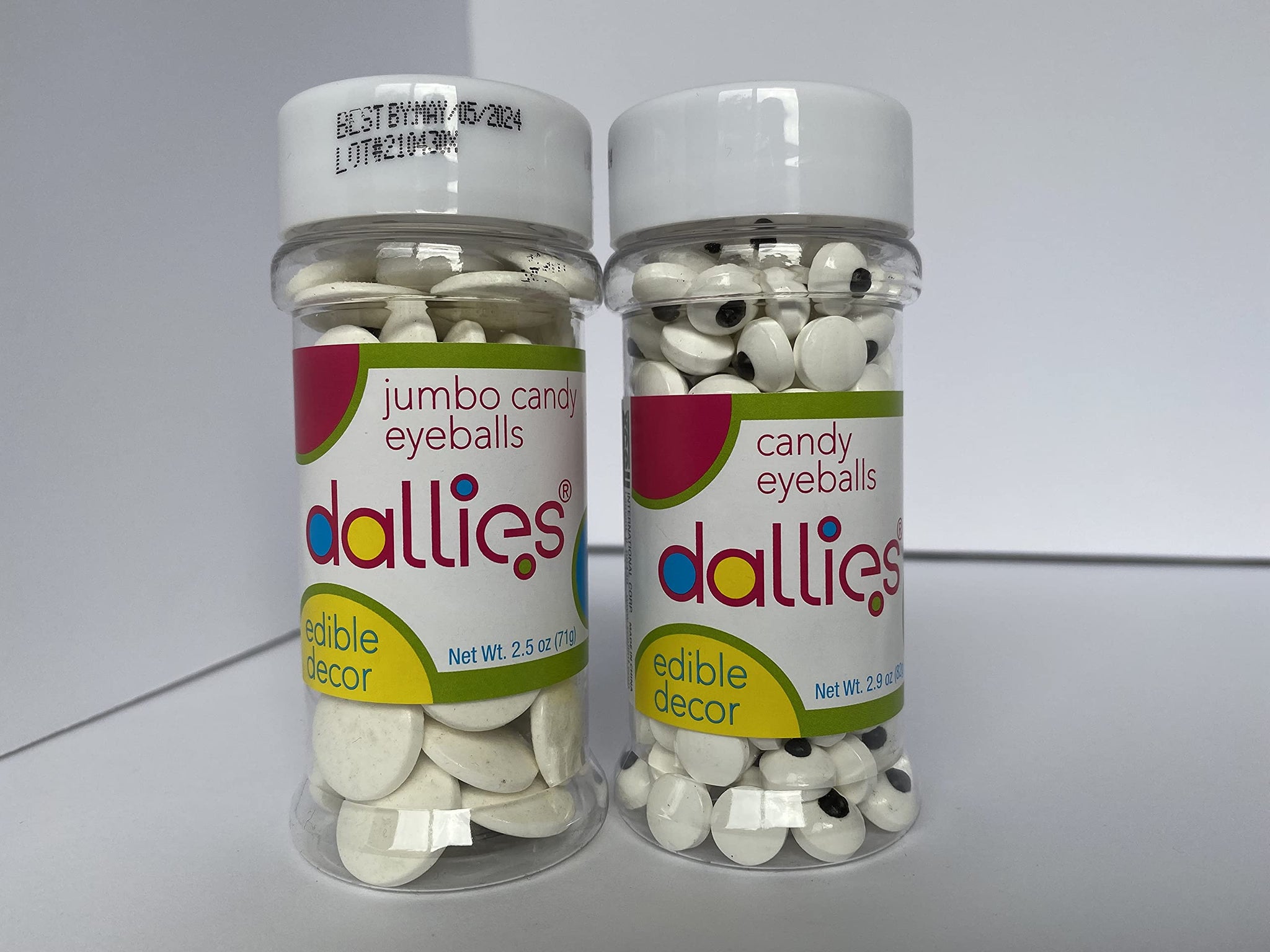 Dallies 2.9oz Candy Eyeballs and 2.5oz Jumbo Candy Eyeballs Decorating 2pc Set