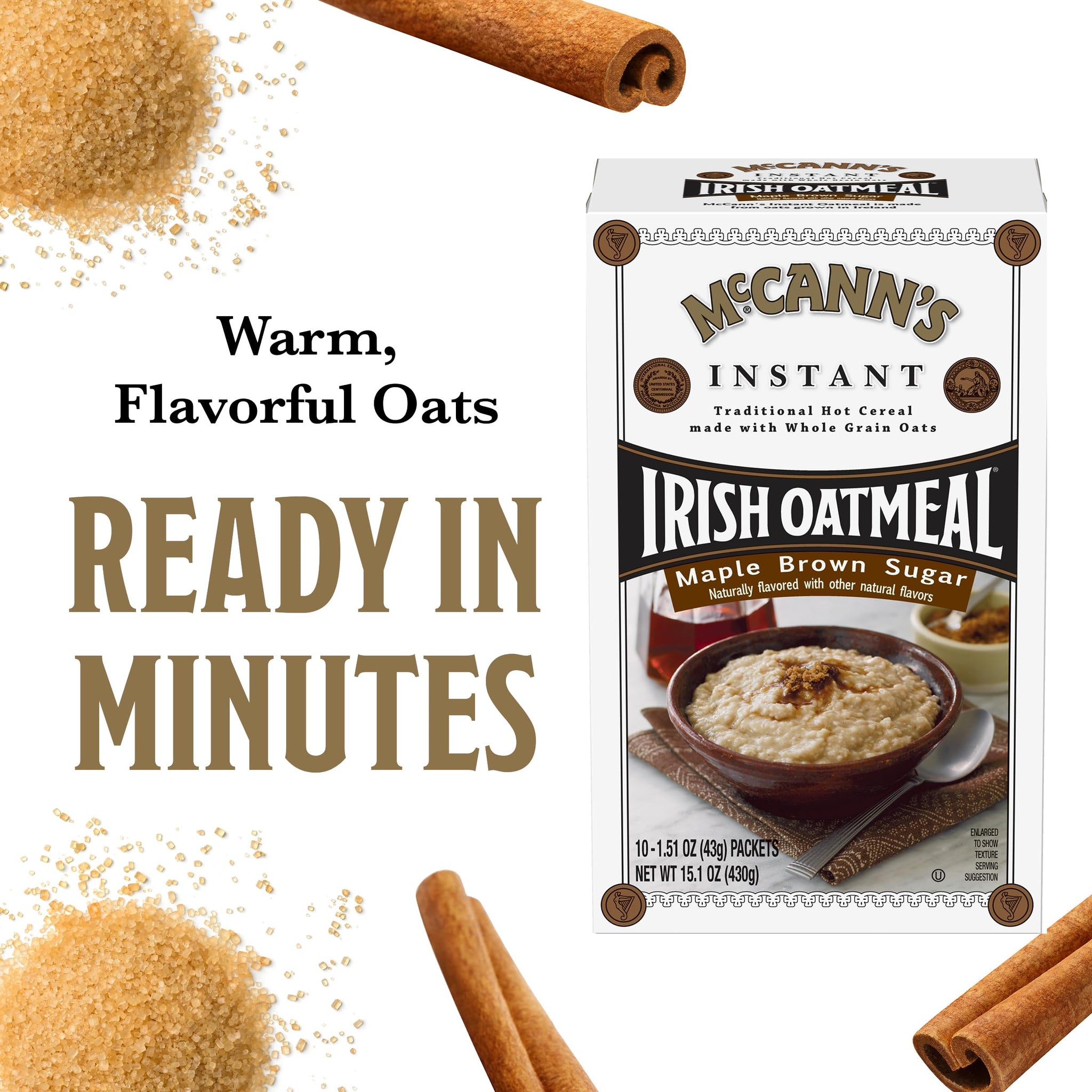McCann's Instant Irish Oatmeal, Maple & Brown Sugar, 10 Packets